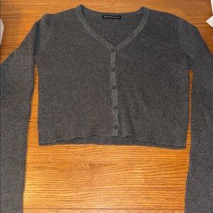 Brandy Melville Charcoal Ribbed Cardigan